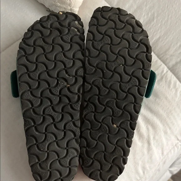 Birkenstock Turquoise Slides with Gold Buckle - Picture 3 of 6